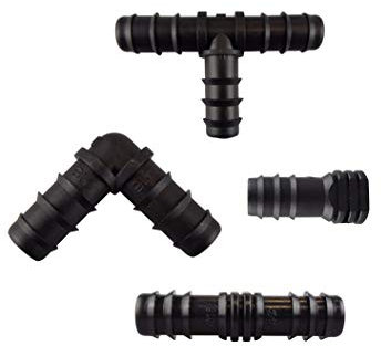 garden automatic irrigation/patio watering pack of 25 mixed fittings for 13/16mm ldpe water supply pipe plugs,tee,elbow & joiners