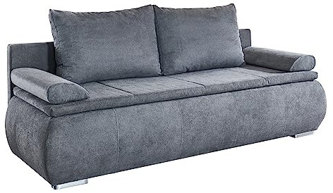 Matratzen Perfekt Schlafsofa Vilnius, 200 x 90 cm – Couch mit Schlaffunktion und Bettkasten, Liegefläche ca. 200 x 145 cm, moderner 2-Sitzer, Grau