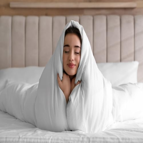 Single Duvet Quilt Protector Zipped 54 x 78 Inches 135x200cm Anti Allergy Cover Soft Anti Dust Mite Bed Bug Safe Anti Microbial Non Slip Quiet Breathable Non Noisy