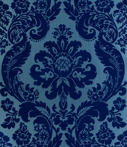A Street Prints SP87310 Shadow Blue Damask Wallpaper, 20.5-Inch Landscape Bathroom Paneling