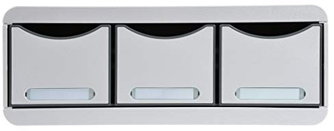 Exacompta 318740D Toolbox Office mit 3 Schubladen aus Kunststoff zur Aufbewahrung kleiner Utensilien 27 x 35,5 x 13,5 cm. Ideal für Büro und Schreibtisch für mehr Platz. Lichtgrau