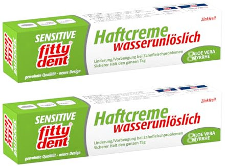 2 x FITTYDENT super sensitive Haftcreme 40 g Paste - Die sanfte Haftcreme die einzig wasserunlösliche Haftcreme mit Aloe Vera & Myrrhe