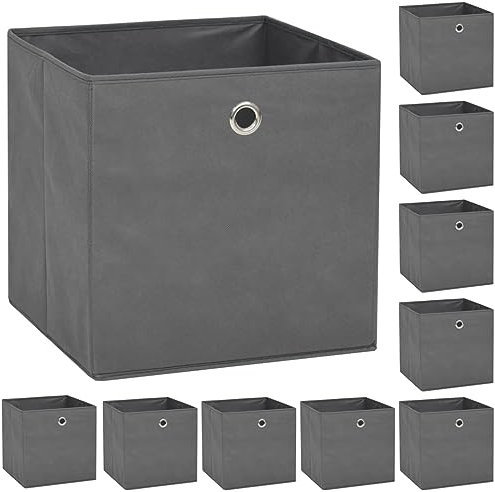 vidaXL 10x Aufbewahrungsbox Vliesstoff 32x32x32cm Grau Faltbox Regalkorb