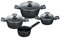 Berndes Alu Induction Batteria 7 Pezzi: Casseruola 16+20+24 cm, Pentolino 16 cm, Coperchi in Vetro 16+20+24 cm Nero
