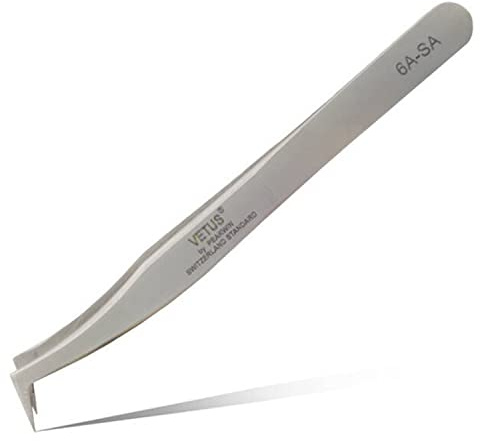 P-Beauty Cosmetic Accessories | VETUS Wimpern Pinzette für die Wimpernverlängerung 6A-SA L-Typ | Ideal geeignet für die Volumentechnik | Inklusive Schutzkappe | VETUS 6A-SA L-Typ
