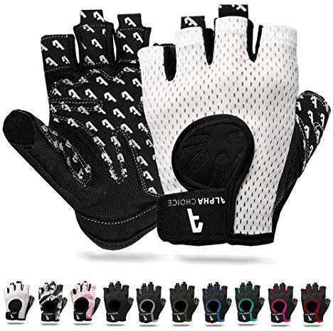 Alphachoice Trainingshandschuhe Fitnesshandschuhe Kraftsport Damen Herren | Bodybuilding Handschuhe Sporthandschuhe ohne Handgelenk | Für Krafttraining Gewichtheben (Weiß, XS)