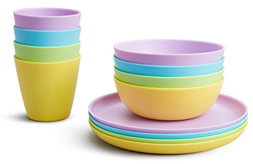 Munchkin 12pc Baby and Toddler Feeding Supplies Set - Includes Plates, Bowls, and Cups