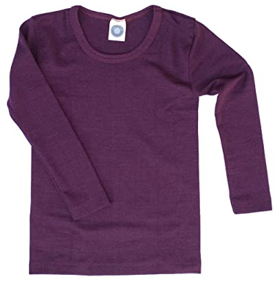 Cosilana, Kinder Unterhemd Langarm, 70% Wolle (kbT), 30% Seide (Pflaume, 104)