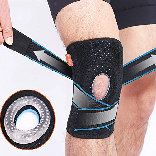 Fay Bless Kompressions-Kniebandage für Herren und Damen, verstellbar, mit Gummiband, für Laufen, Wandern, Arthritis, Kreuzband, Meniskusriss, Sport, Blau