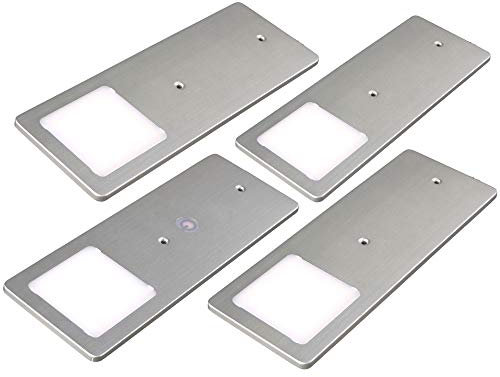 kalb | LED Unterbauleuchten silber 5W- sehr flache Küchenleuchte mit Touch-Dimmfunktion Einbaustrahler Einbauspot, Auswahl:4er Set neutralweiss