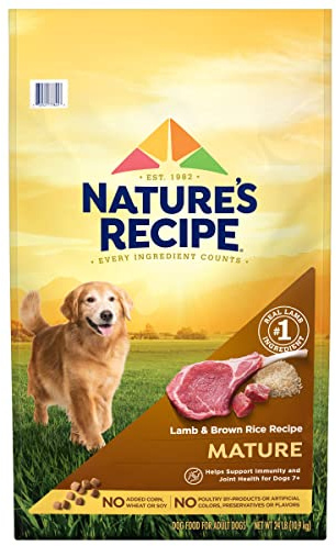 Nature’s Recipe Mature Lamb & Brown Rice Recipe Dry Dog Food, 24 lb. Bag