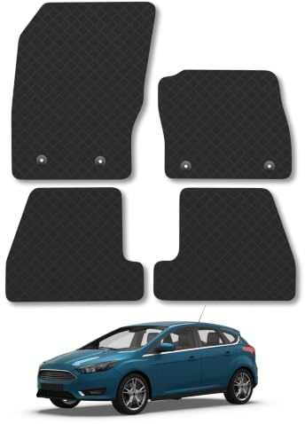 Fits Ford Focus (2015-2018) 3mm Rubber Car Mats | Tailored Fit Durable Floor Mats Full Coverage Protection Waterproof Accessories Easy Clean Anti Slip Made in the UK