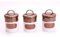 Set of White & Rose Gold/Copper Hammered Tea Coffee Sugar Metal Canisters