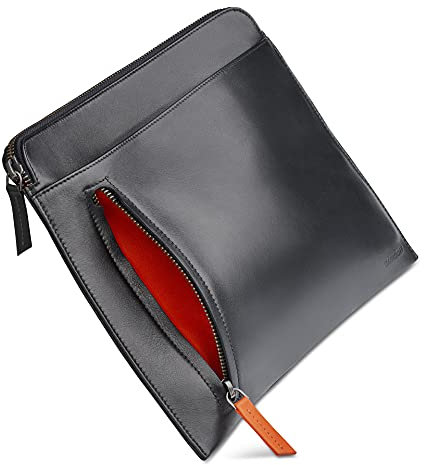 DAVIDOFF Essentials Laptoptasche Schwarz – praktische Businesstasche aus feinem Leder – hochwertige Herren Arbeitstasche mit Reißverschluss