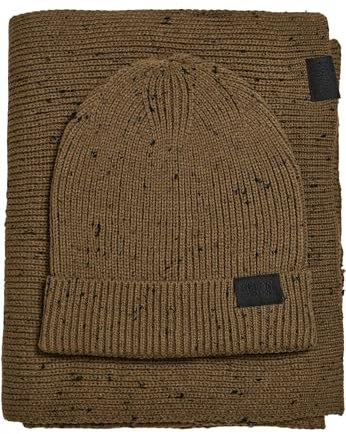 Urban Classics Unisex Nap Yarn Knit Winter-Zubehör-Set, Olive/Black, one Size