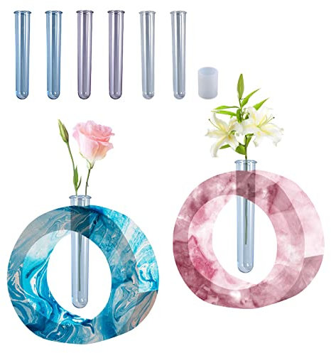 Moule en résine pour station de propagation de plantes tube à essai vase en silicone moule hydroponique moule époxy pour moulage en résine avec 6 tubes à essai pour plantes fleurs décor d'intérieur