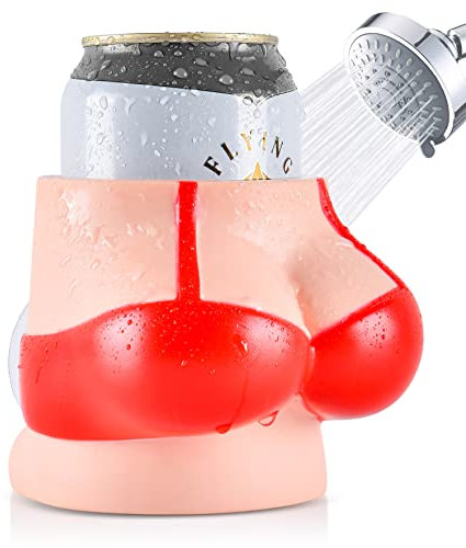 Shower Beer Buddy – roter Bikini-Bierdosenhalter mit Silikon-Saugnapf | hält Ihre kalte Bierdose in der Dusche oder Badewanne | Getränkezubehör Geschenke Badewanne Caddy Badezimmer Dusche Bierhalter