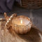 Lights4fun LED Kürbis Gold Glas mit TruGlow®LED Kerze Batteriebetrieb Timer Halloween Deko Herbst