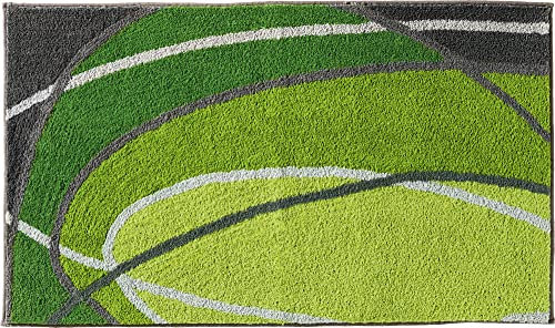 REDBEST Badematte, Badteppich, Badvorleger Lynn - rutschhemmend, Flauschiger Flor, pflegeleicht, für Fußbodenheizung geeignet - grün Größe 80x140 cm