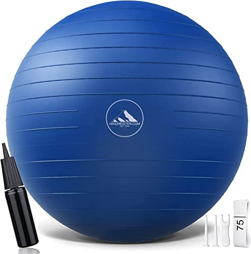Hikemeister® Dicker Gymnastikball, Anti-Burst Pilates Ball, 45-75 cm sitzball büro,für Balance, Yoga als Fitness Kleingeräte und Balance Stuhl im Gym-Home-Büro (S - 38-45 cm, Ozeanblau)