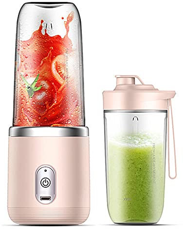 Irishom Mixer Smoothie Maker,tragbarer mixer,Smoothie Maker to Go mit 2x450ml Flaschen,Geeignet für Familien, Camping und Sportarten,Rosa