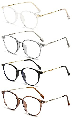 KOOSUFA Mode Rund Anti Blaulicht Lesebrille Damen Herren Metallbügel Ultra Leicht Computerbrille Lesehilfe 0.0 1.0 1.5 2.0 2.5 3.0 3.5 4.0