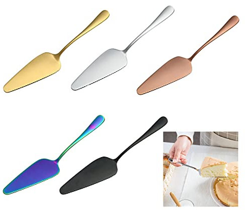 Floatdream 5 Pezzi Sollevatore per Torte in Acciaio Inox, Sollevatore per Torte a Dentatura Fine, Paletta per Torte Multicolore, Ampia Gamma di Colori per Torte di Compleanno, Feste e Banchetti