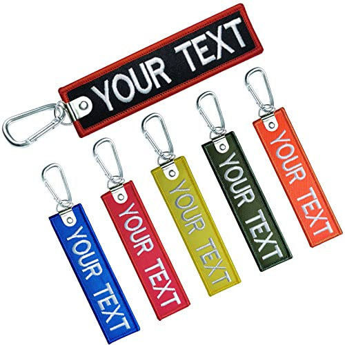 misscase Benutzerdefinierte Schlüsselanhänger, personalisierte Schlüsselanhänger Stickerei Ihr Text Name Nummer Schlüsselring für Autos Zubehör, Roller, ATV (Carabiner)