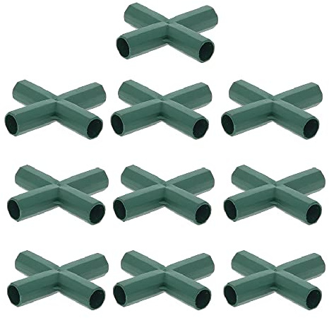 TopHomer 10 Stück Gewächshaus-Rahmenverbinder, 16 mm flach, 4-Wege-Gartenrahmen, Käfige, Eckverbinder für Traubengitter, Sonnenschutz, Schuppen, Gartenarbeit