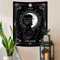 Gothic schwarze Katze vertikaler Wandteppich, hexige schwarze und weiße Tarotkarte, Flügelmaus Katze, cooler Wandteppich für Männer, Mondphasen, ästhetische Anime, Hexerei, Poster, 74x100 cm