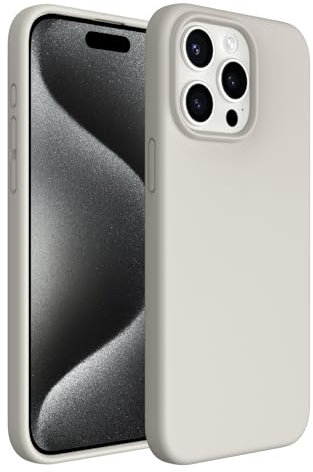 ACRONIX Cover per iPhone 15 Pro Max (6.7), Silicone Liquido Premium, Protezione Completa, Custodia Antiurto a 4 Strati, Case Ultra-Sottile Fodera Microfibra per iPhone 15 Pro Max Case-Grigio Pietra