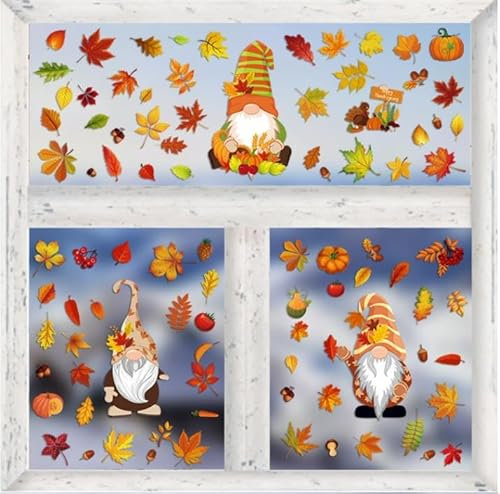 6 Blatt 93Stk. Herbst Blätter Fensteraufkleber Thanksgiving Fenster haftet Herbst Blätter Thanksgiving Dekorationen Saisonale Urlaub Fenster Aufkleber