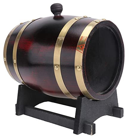 Amosfun Solid Wood Wine Barrel Portable Container for Bar Beer Storage Wine Cask