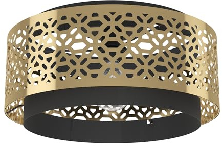 EGLO Deckenlampe Sandbach, elegante Deckenleuchte, Wohnzimmerlampe | aus Metall in Messing und Schwarz, Aufbaulampe für Wohnzimmer und Schlafzimmer, Lampe mit E27 Fassung, Ø 42 cm