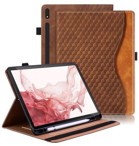 Vkooer Hülle für Samsung Galaxy Tab S10+, Galaxy Tab S9 FE+ / S9 Plus 12.4 Zoll Schutzhülle [Auto Schlaf/Wach Funktion] Book Cover Tasche Case für Galaxy Tab S9 Plus 12.4 Zoll 2023 -Braun