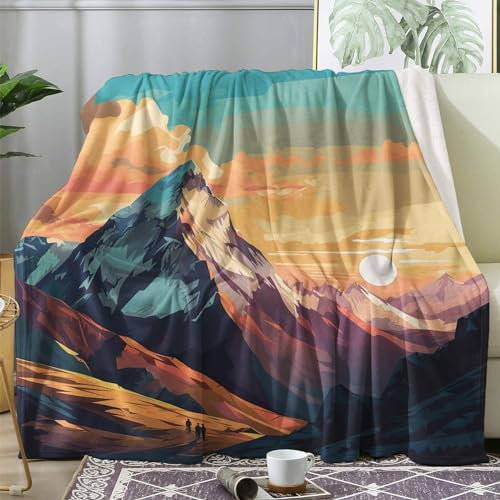 ECOTOS Kuscheldecke Flauschig Berge, Große Decke Fleecedecke 220x240 Landschaft, Flanell Sofadecke Blanket XXL, Wohndecke Schlafdecke Winter Warm Weich, Deko Decken für Couch Bed