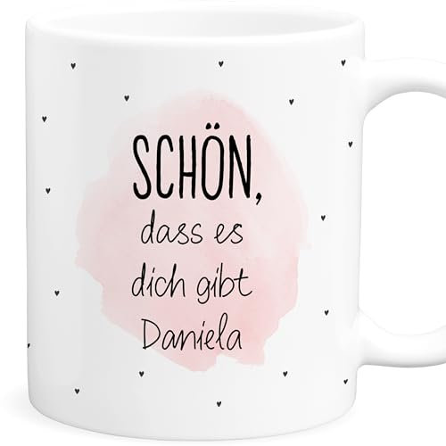 Tasse schön dass es dich gibt personalisiert mit Namen Freundinnen Geschenk für beste Freundin Keramiktasse mit Spruch Freundschaft Kaffeetasse aus Keramik 330 ml