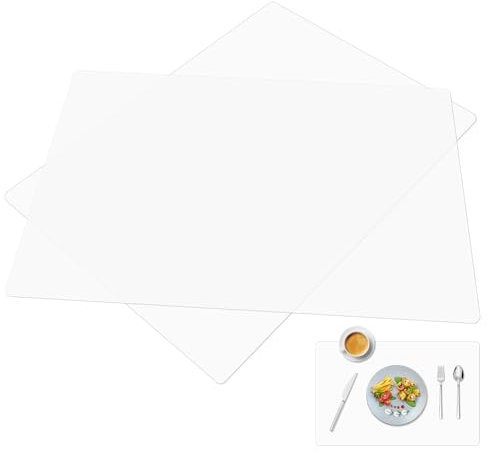 2pcs Translucent Silicone Mats,15.7”X11.8” Silicone Mats for Crafts, Translucent, Non-Slip Heat Resistant, Clear Countertop Protector Mat Silicone Placemats Multipurpose Table Placemats for Pastry Mat