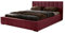 MARPUR Polsterbett Nero mit Kopfteil, 180x200 cm, Doppelbett mit Bettkasten und Lattenrost aus Holz, Velourstoff: Burgund