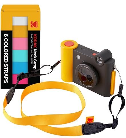 KODAK Deluxe Neck Strap Color Kit, Comfortable & Detachable Camera Straps, Compatible Smile + Instant Camera, 6 Color Pack (White, Black, Pink, Green, Blue, and Hot Pink)