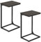 VASAGLE C-Shaped Side Table, Set of 2, Bedside Table, Sofa Side Table, with Metal Frame, Industrial, for Living Room, Bedroom, Grey Oak and Ink Black LET355B42
