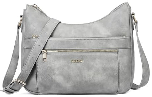 Telena Schultertasche Damen Handtasche Klein Umhängetasche Damen Crossbody Bag Kunstleder Tasche zum Umhängen Frauen,Grau