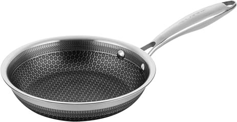 FLORINA Sartén de Acero Inoxidable (20 cm) I Robusta Sartén Induccion LE GOURMET I Estructura Hexagonal de 3 Capas I Sartén Antiadherente I Adecuada para Inducción, Gas y Cocina Eléctrica