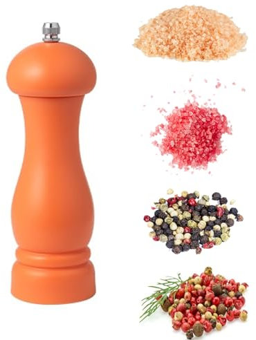 Manuelle 6-Zoll-Pfeffermühle, Pfeffermühle mit verstellbarem Keramikrotor – nachfüllbare Meersalzmühle für Ihre Küche 15.5 * 5cm/6.1 * 2inch orange
