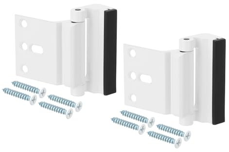 PATIKIL Home Security Door Lock, 2 Pack 3 Stop Door Reinforcement Lock Withstand 800 Lbs High-Security Aluminum Door Latch Stopper with Screws for Home Safety Privacy, White