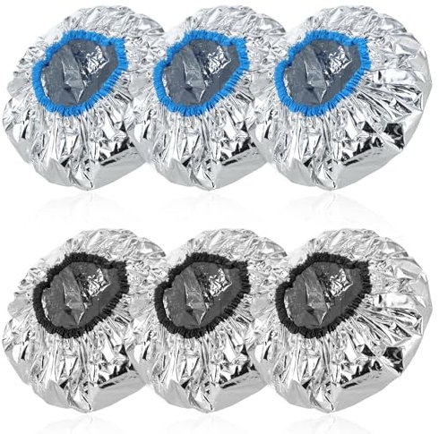 Aster 6 Pieces Deep Conditioning Hair Cap, Aluminum Foil Hair Cap for Hot Oil Treatment Reusable Heating Cap Processing Caps for Hair, Hair Dyeing Shower Caps for Home Salon Use