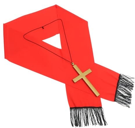 Priesterkostüm Satz mit Stola und Kreuzkette für Halloween Geschenkideen