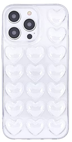 DMaos iPhone 16 Case for Women, 3D Pop Bubble Heart Kawaii Gel Cover, Cute Girly for iPhone16 6.1 inch - Clear