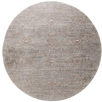 benuta Nest Teppich Anwar - Grau/Orange 240 cm rund - Kunstfaser - rund & im Style: Traditionell, Orient Style - Pflegeleicht für Wohnzimmer Schlafzimmer
