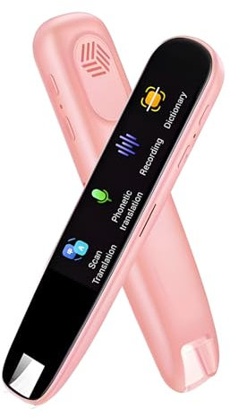 YWNYT Scan Übersetzer Stift, Tragbarer 112 Sprachen Echtzeit Sprachübersetzer, Übersetzungs Stift Scan Lesestift Sprachübersetzer-Gerät für Legasthenie, Studenten, Reisende (Rosa)